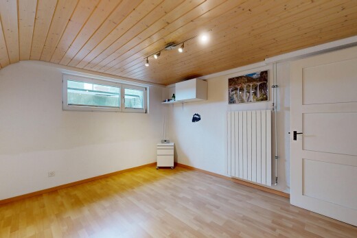 pièce vide avec éclairage sur rail, low ceiling, plafond bas, wood ceiling, et plafond en bois