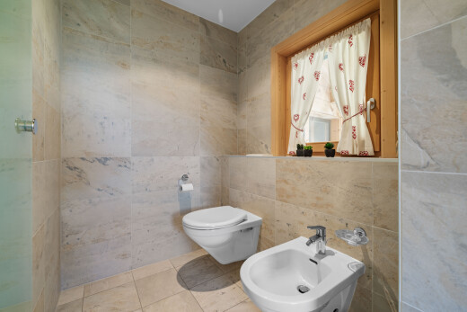 salle de bains avec tile wall, mur en carrelage, bidet, natural light, et lumière naturelle