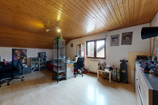office area featuring wood finished floors and a vaulted wooden ceiling