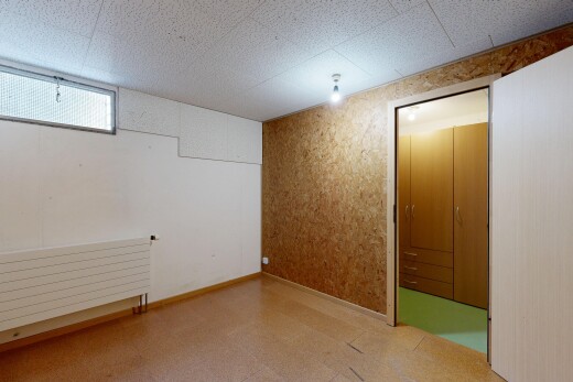 pièce vide avec vinyl floor, sol en vinyle, sous-sol, baseboards wall, et plinthes murales