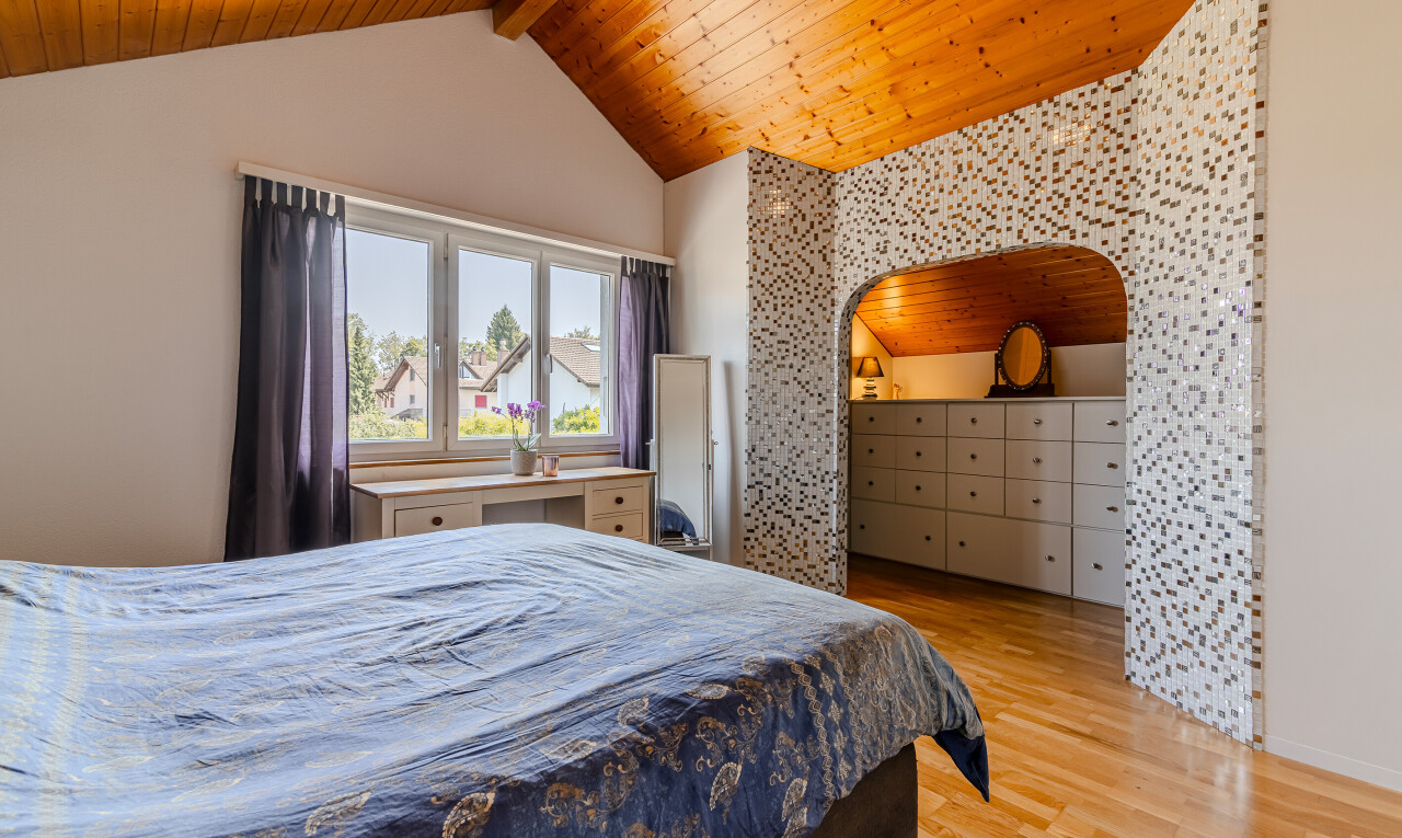 room / bedroom with a wooden ceiling with exposed beams, light wood-style flooring, and high vaulted ceiling