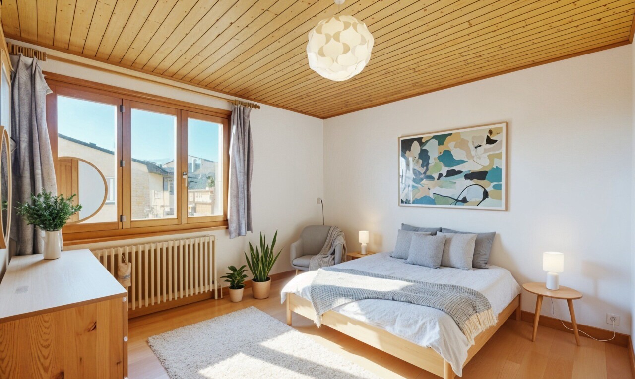 chambre avec day time, radiateur, inside property, cloison sèche, et drywall