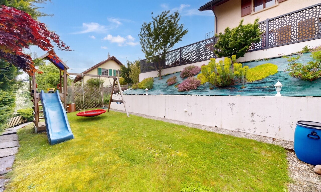 garden with a playground