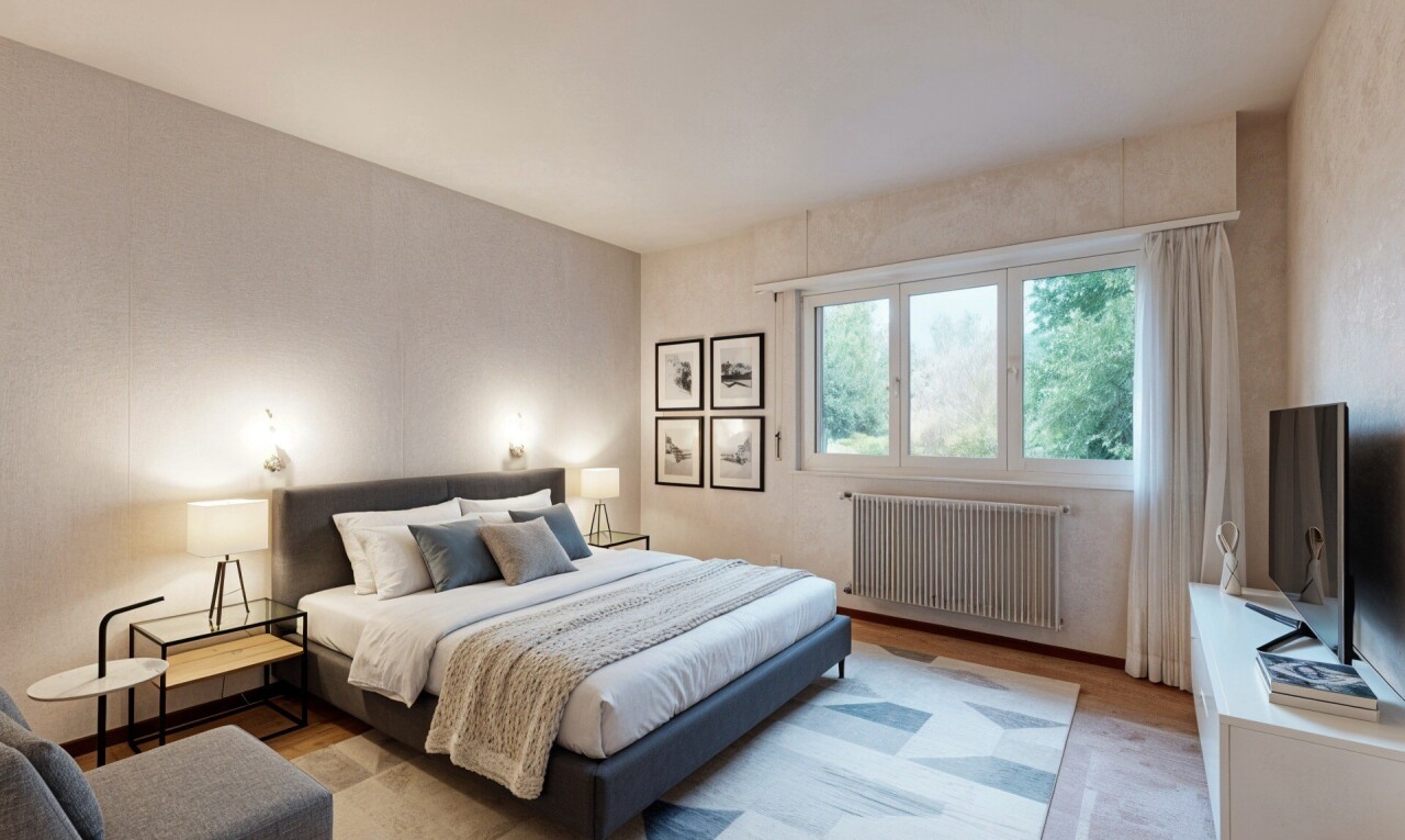 pièce vide avec radiateur, lumière naturelle, natural light, moquette, et carpet