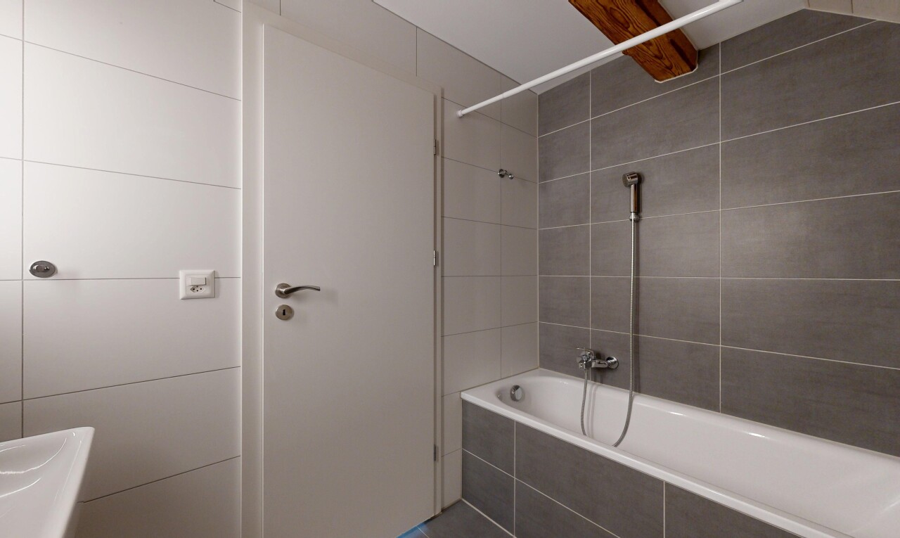 salle de bains avec salle de bain complète et douche-bain combinés