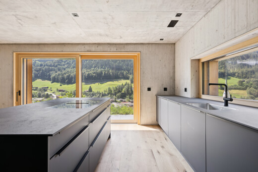 küche mit inside property, concrete ceiling, betondecke, light floor, und wood finish floor