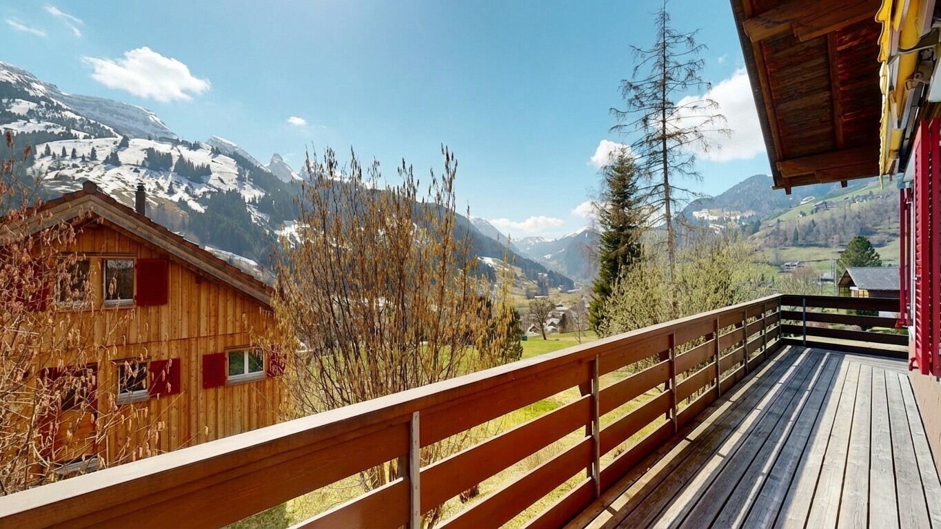 balcony with a mountain view