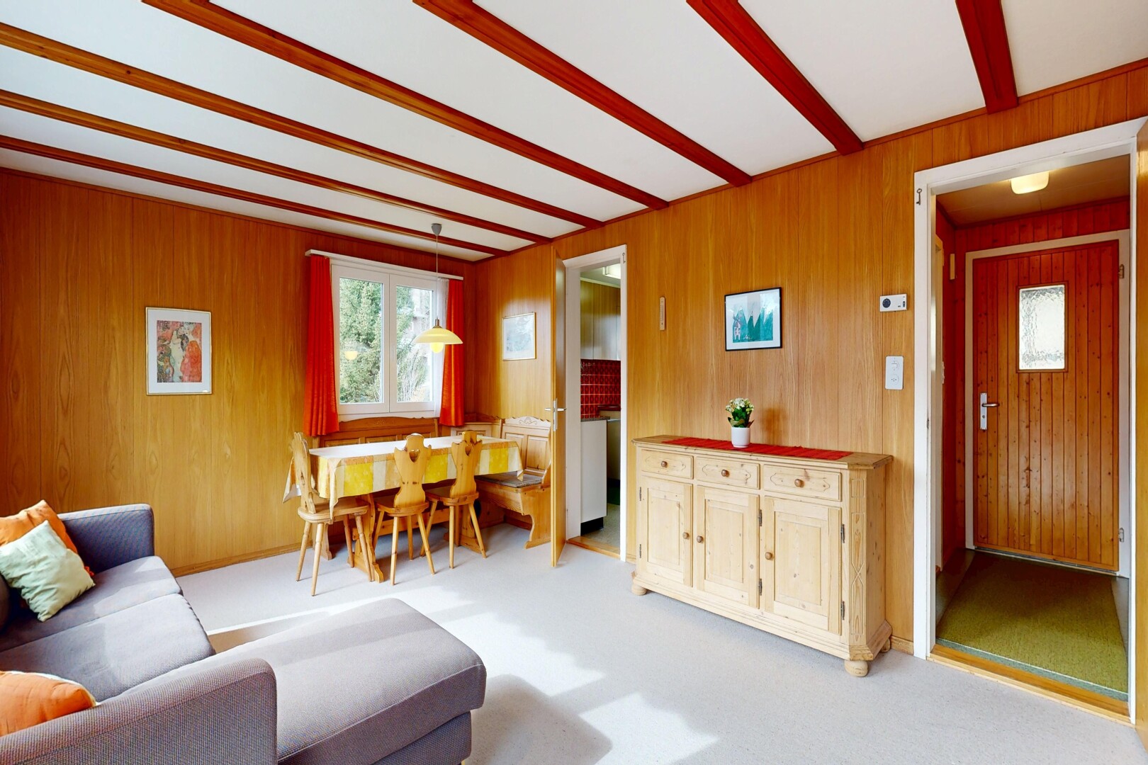 living area featuring light colored carpet