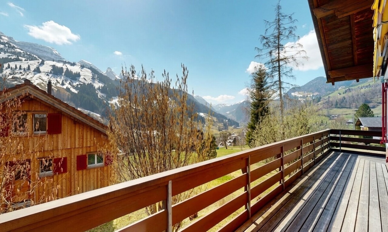 balcony with a mountain view