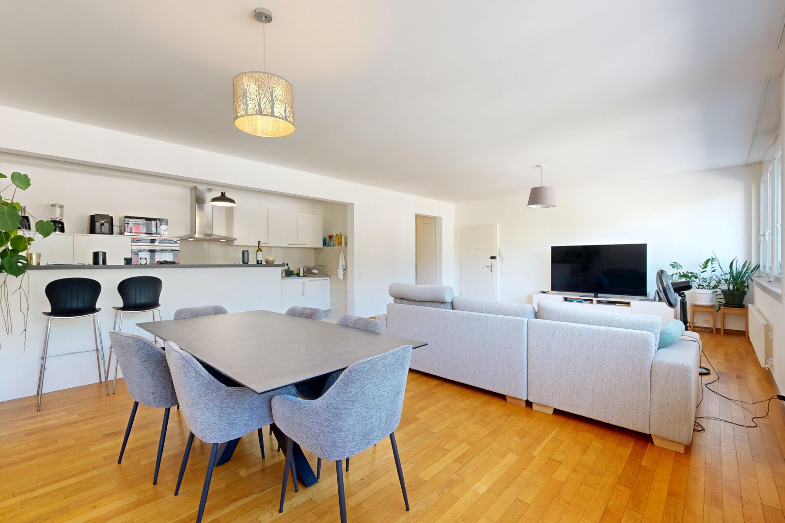 living room featuring light wood-style floors