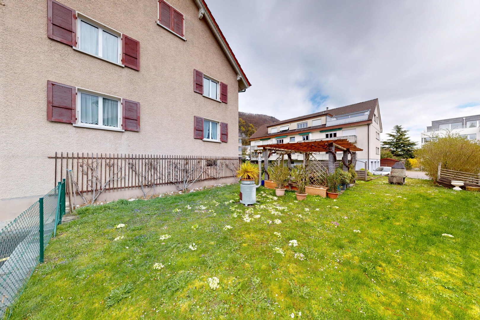 garden with a pergola