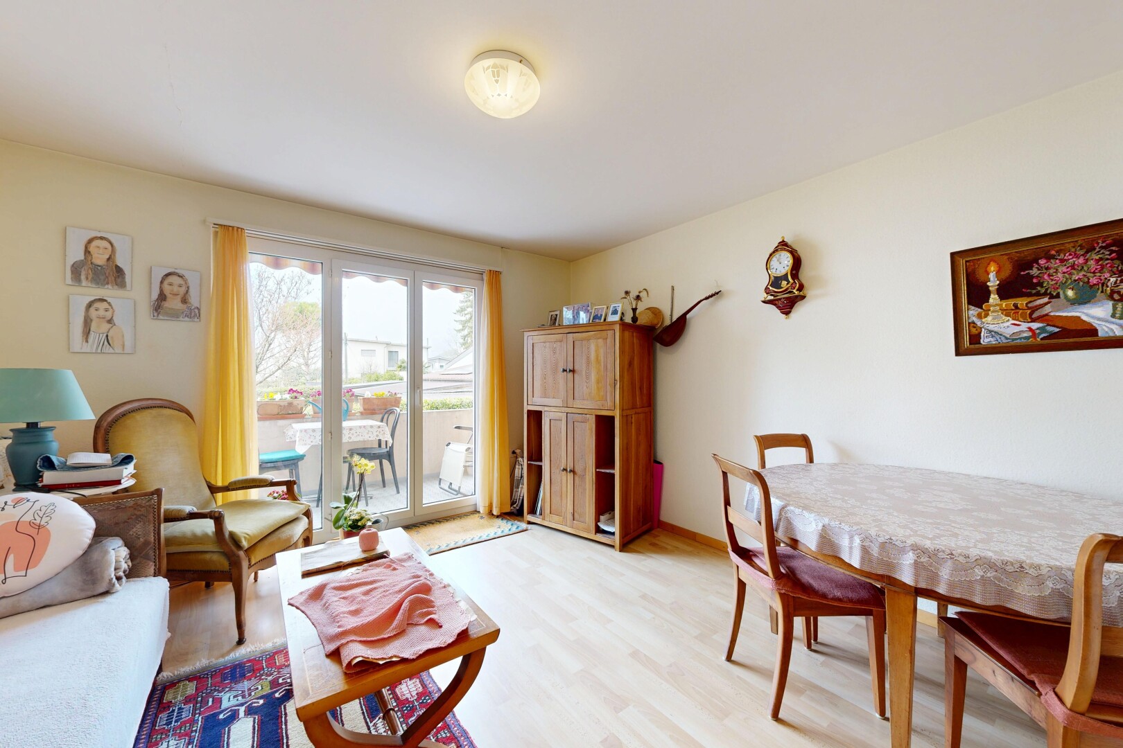 living area featuring light wood-style flooring
