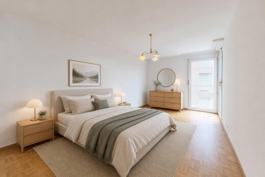 chambre avec sol en finition bois, wood finish floor, cloison sèche, drywall, et parquet floor