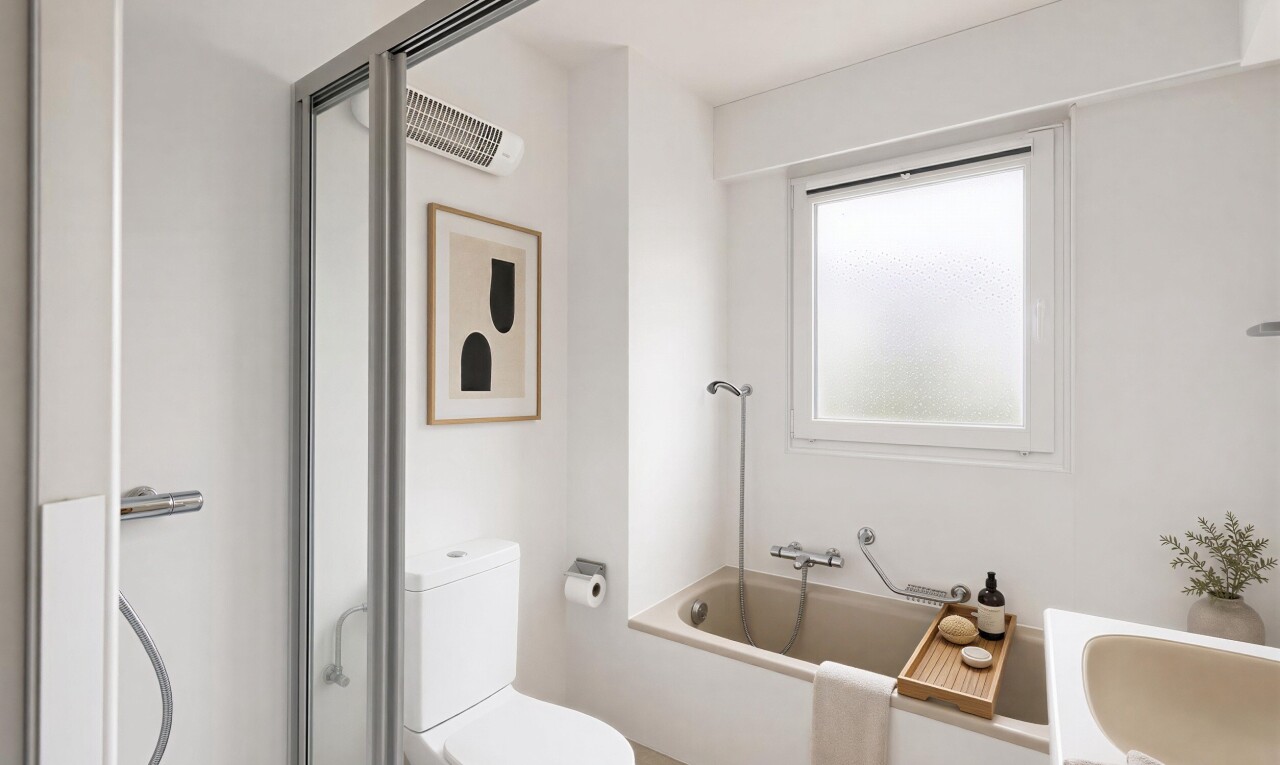 salle de bains avec salle de bain complète, douche, toilette, mur en carrelage, et tile wall