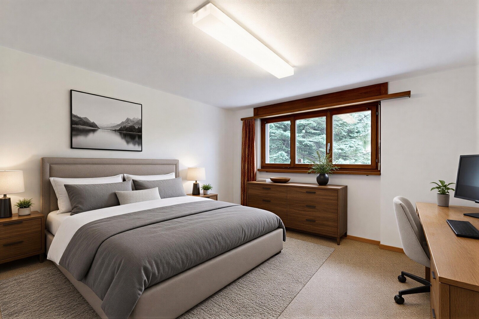 office with light colored carpet