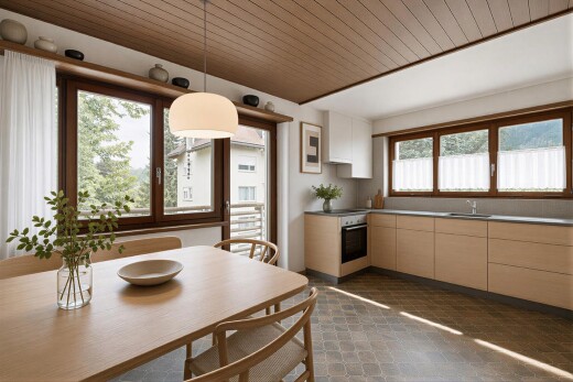 kitchen featuring wooden ceiling, tasteful backsplash, oven, pendant lighting, and light countertops