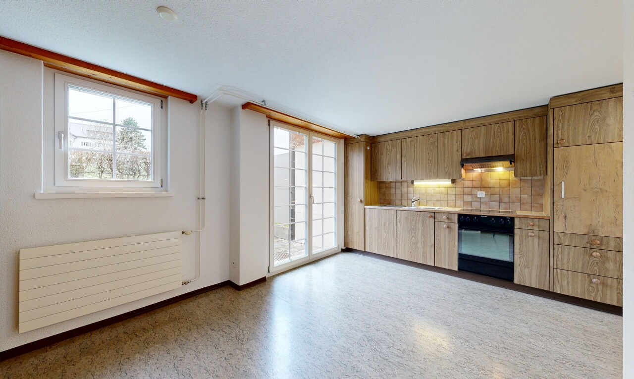 küche mit arbeitsplatten, light countertops, ofen, drywall, und gipskartonwand