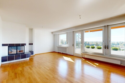 leerer raum mit außenzugang, drywall, gipskartonwand, kamin, und fußleistenheizung