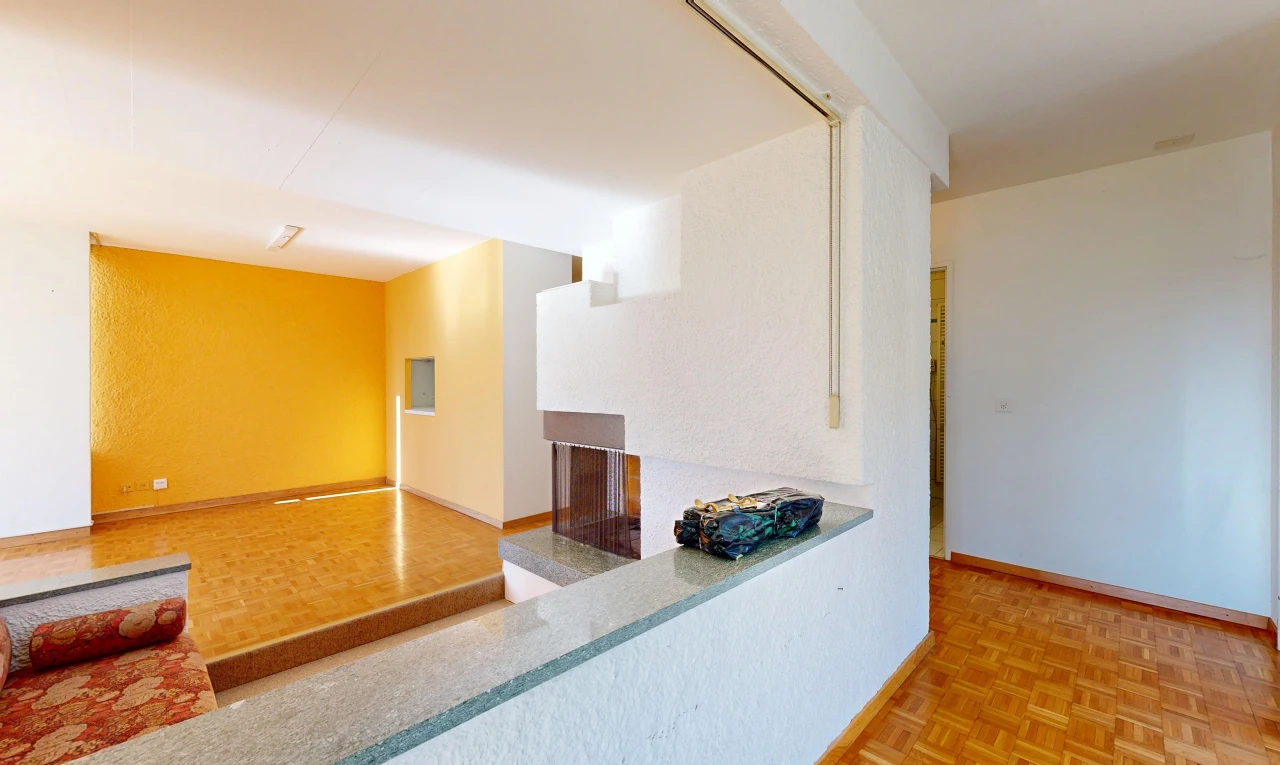 salon avec parquet floor, wood finish floor, sol en finition bois, baseboards wall, et plinthes murales