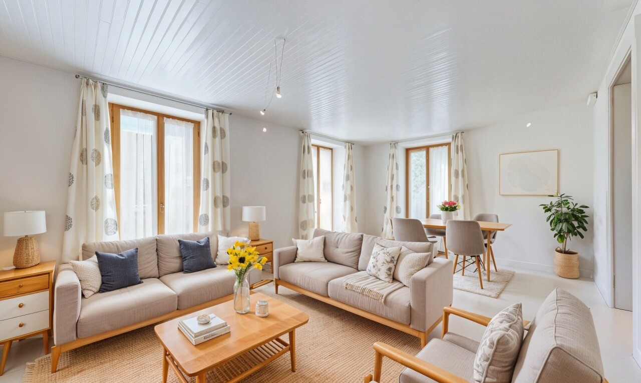 salle à manger avec télévision, natural light, lumière naturelle, drywall, et cloison sèche