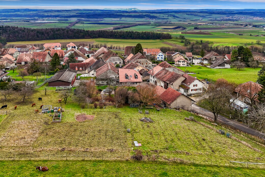 façade avec animal, residential view, vue résidentielle, terrain vierge, et day time
