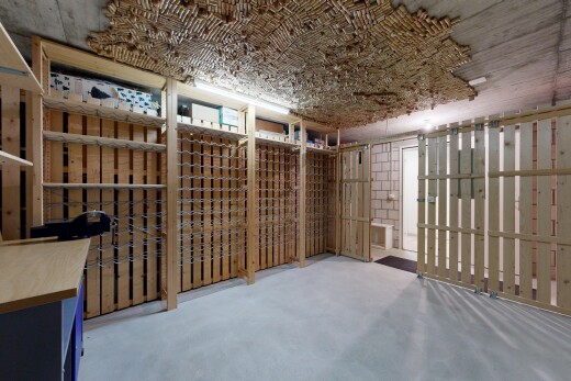 wine cellar with concrete flooring