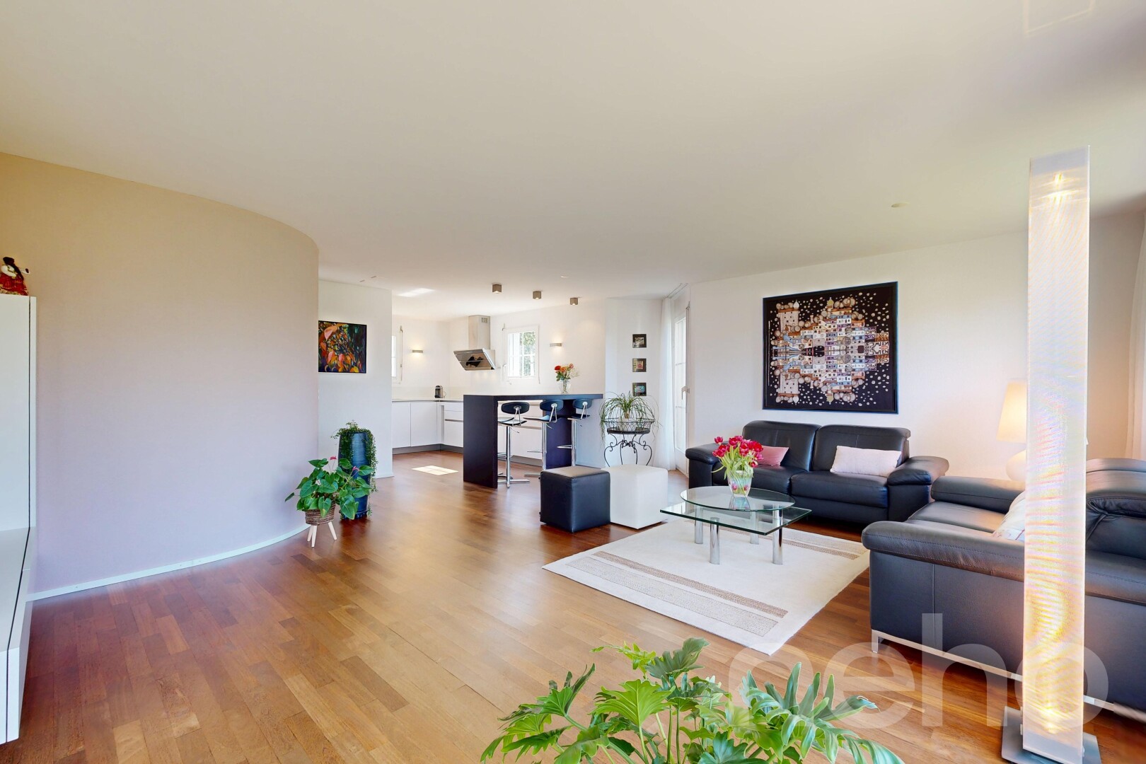 living area featuring light wood-style floors