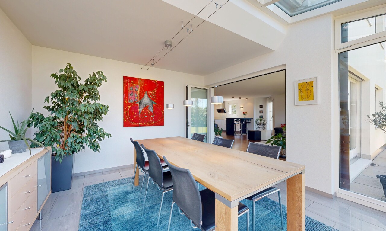 dining space featuring tile patterned floors