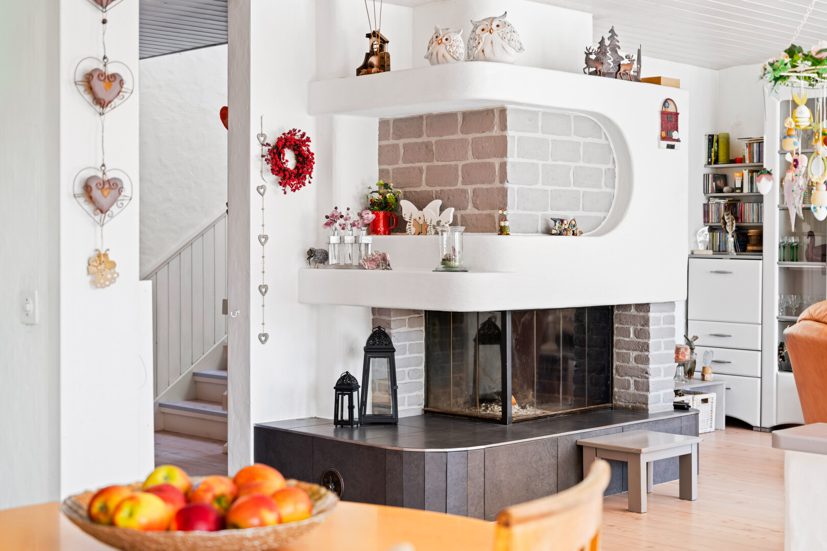 kitchen featuring a fireplace and wood finished floors