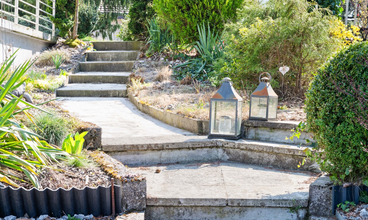 jardin avec escaliers