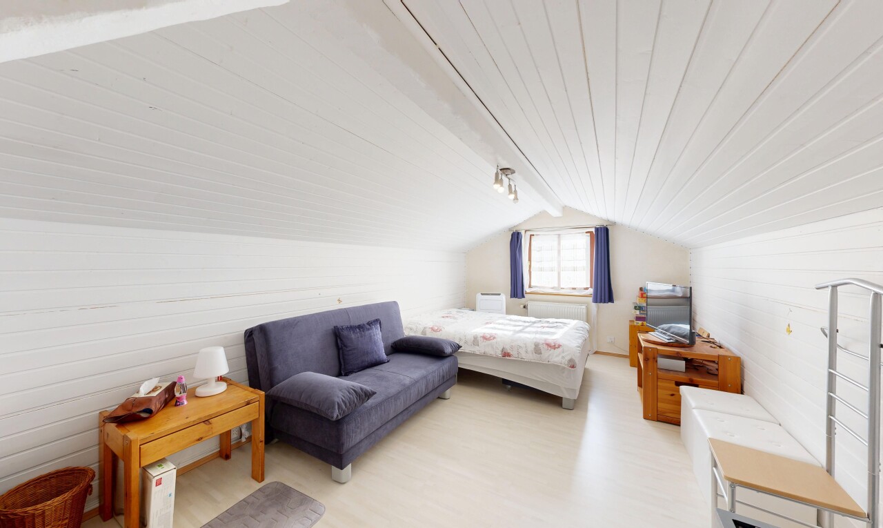 chambre avec pièce supplémentaire, lumière naturelle, plafond voûté, vaulted ceiling, et plafond bas