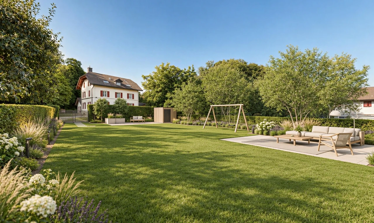 jardin avec espace de vie extérieur, pelouse, clôture, day time, et woods view