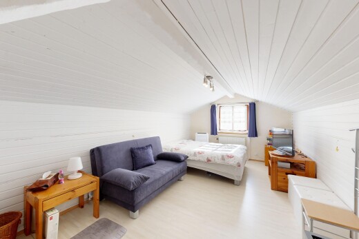 chambre avec pièce supplémentaire, lumière naturelle, plafond voûté, vaulted ceiling, et plafond bas
