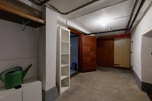 couloir avec sol en béton, concrete floor, unfinished concrete floor, inside property, et sous-sol