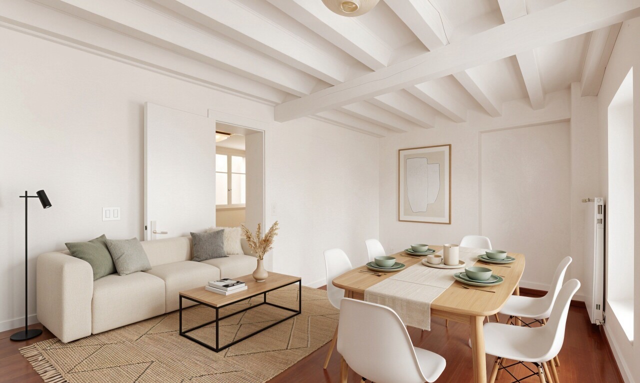 salon / salle à manger avec inside property, sol en finition bois, wood finish floor, lumière naturelle, et natural light