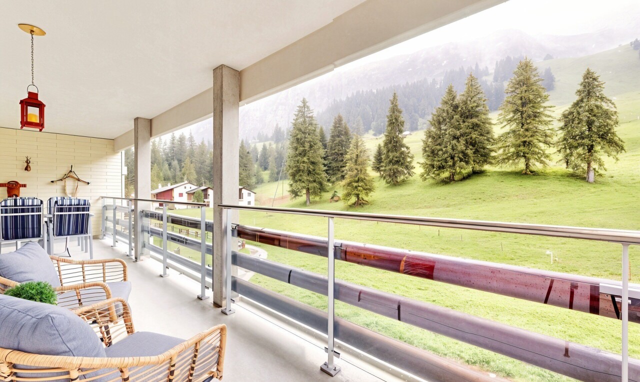 balkon mit from property, balkon, blick auf die berge, und mountain view