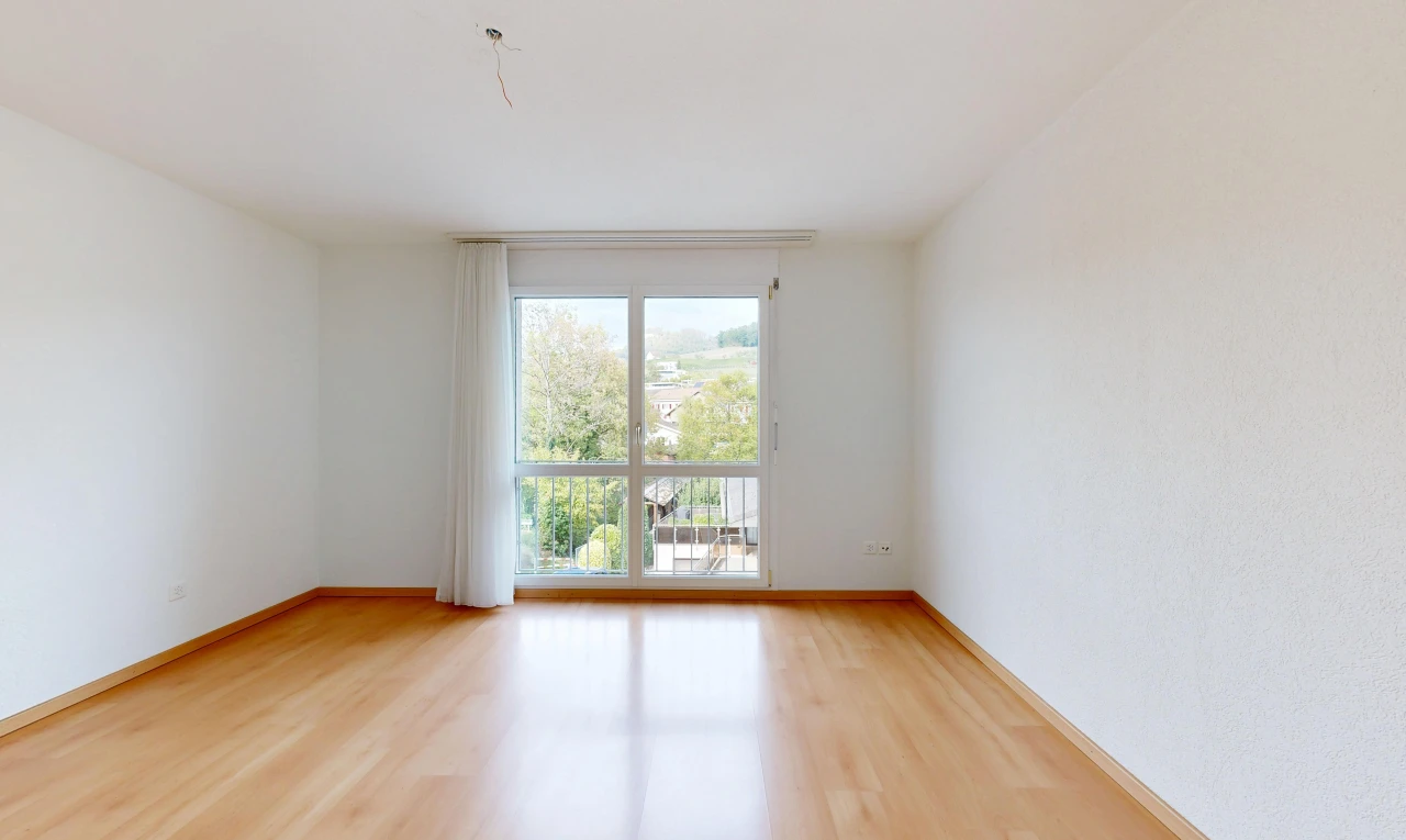 pièce vide avec plinthes murales, baseboards wall, sol en finition bois, wood finish floor, et inside property