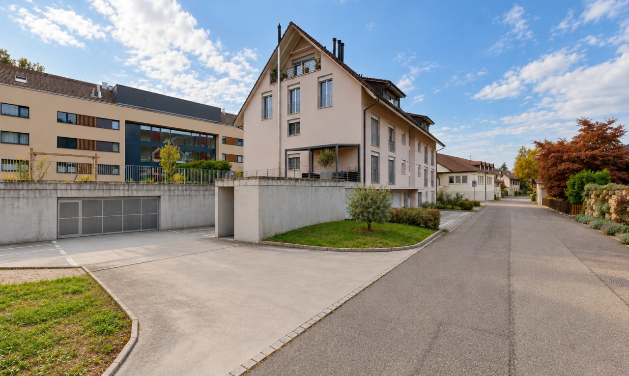 façade avec clôture, from community, day time, et apartment complex view