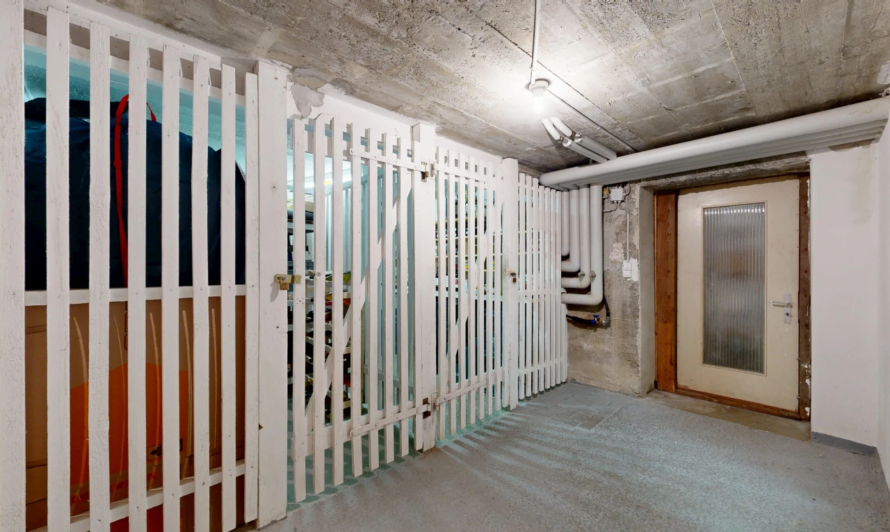 leerer raum mit concrete ceiling, betondecke, keller, und inside property