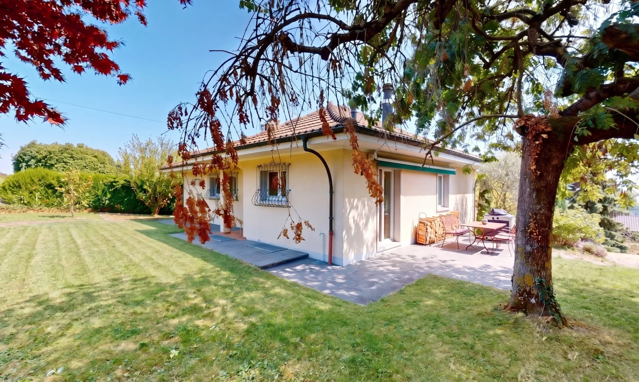 façade avec property visible, pelouse, from property, bardage en stuc, et day time