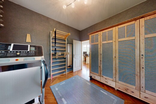 interior space featuring parquet flooring