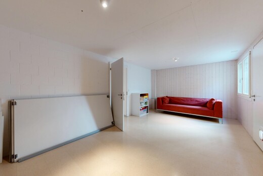 living room featuring light floors