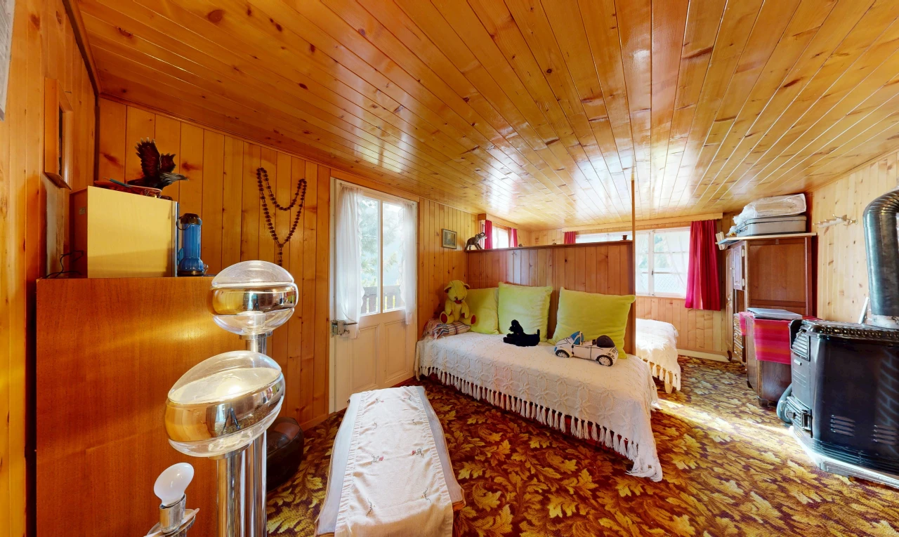 chambre avec dated wood wall, mur en bois, wood wall, moquette, et carpet