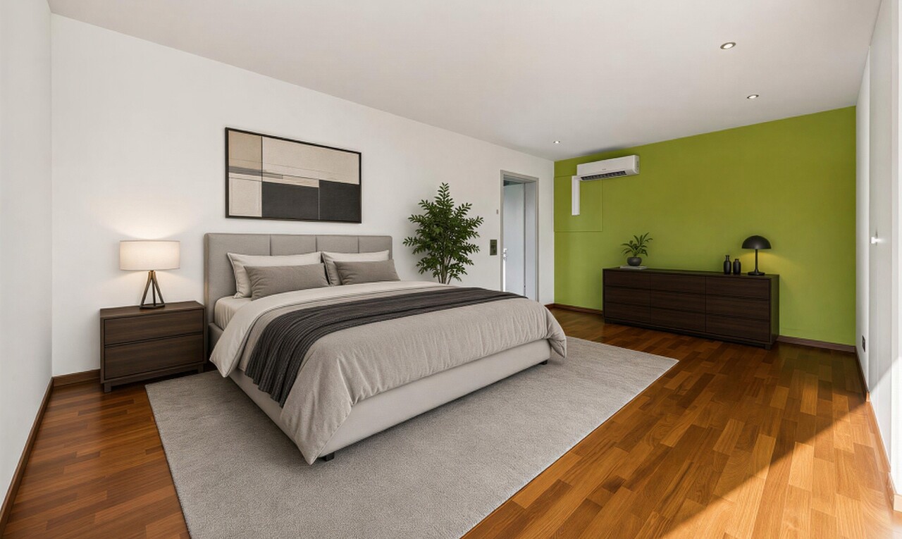 leerer raum mit drywall, gipskartonwand, wood finish floor, holzfußboden, und inside property