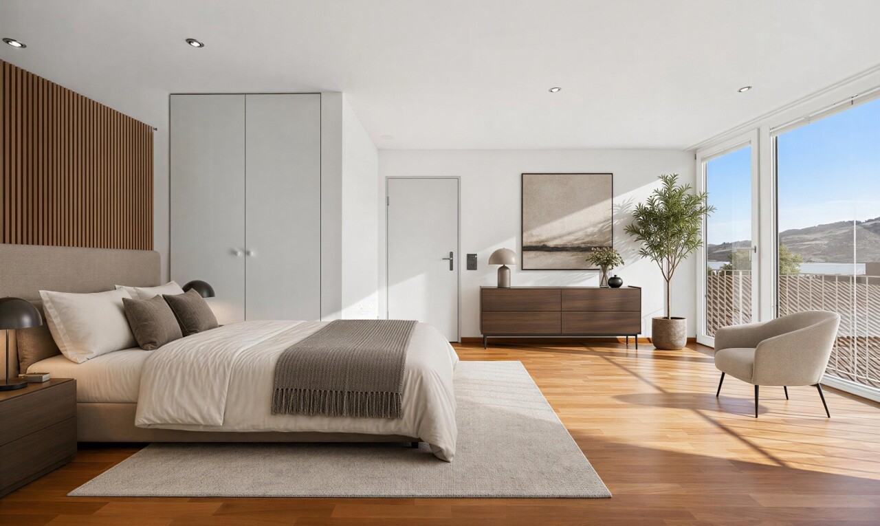 leerer raum mit holzfußboden, wood finish floor, gipskartonwand, drywall, und inside property