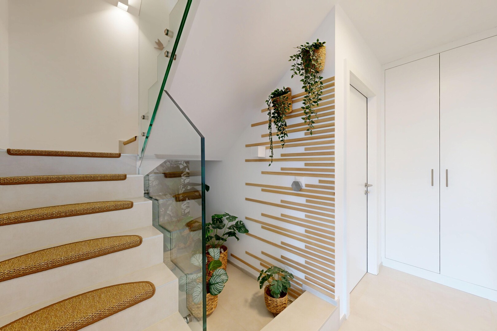 treppe mit treppen, gipskartonwand, drywall, und inside property