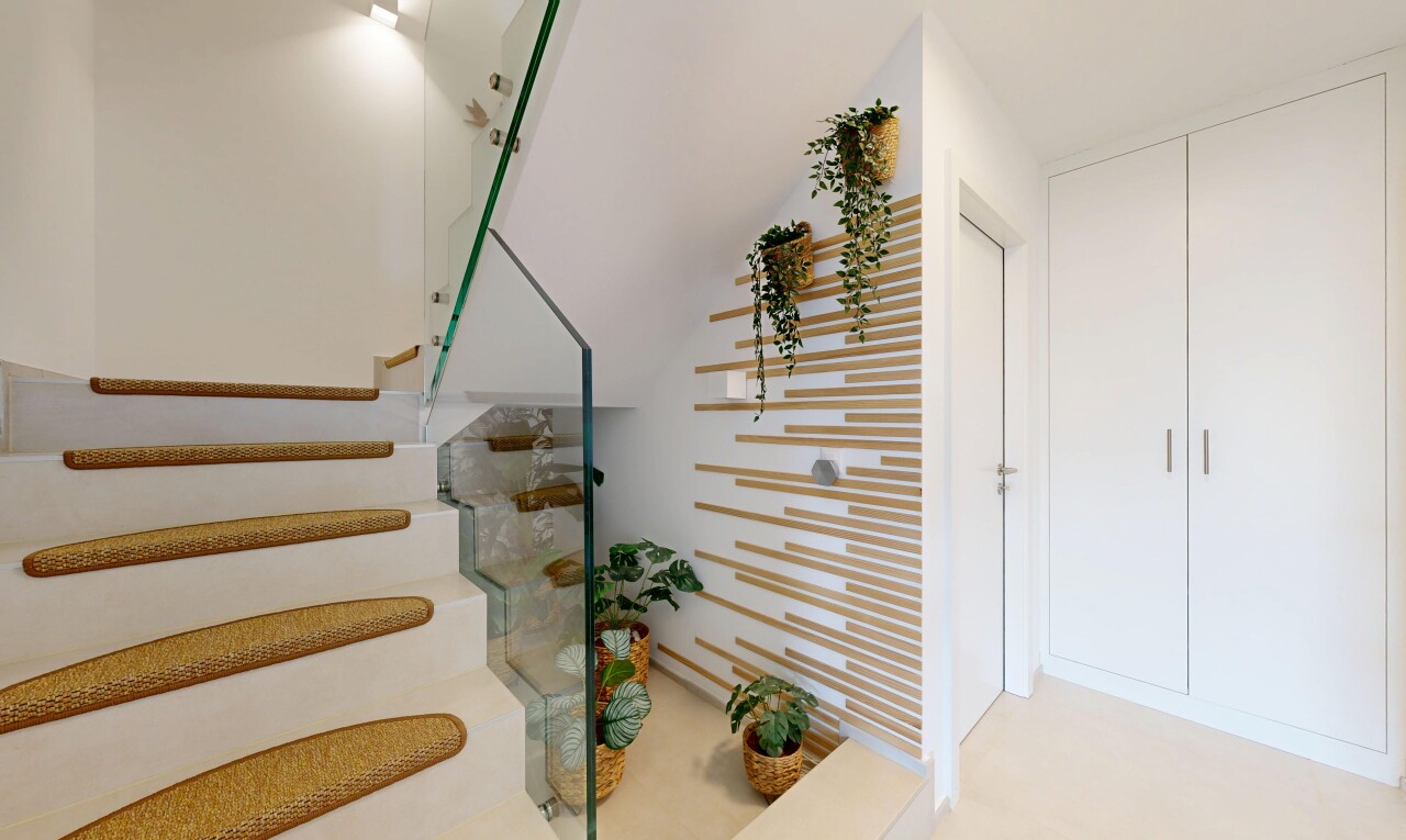treppe mit treppen, gipskartonwand, drywall, und inside property