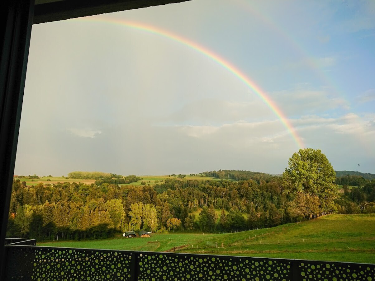 view of property featuring a forest view