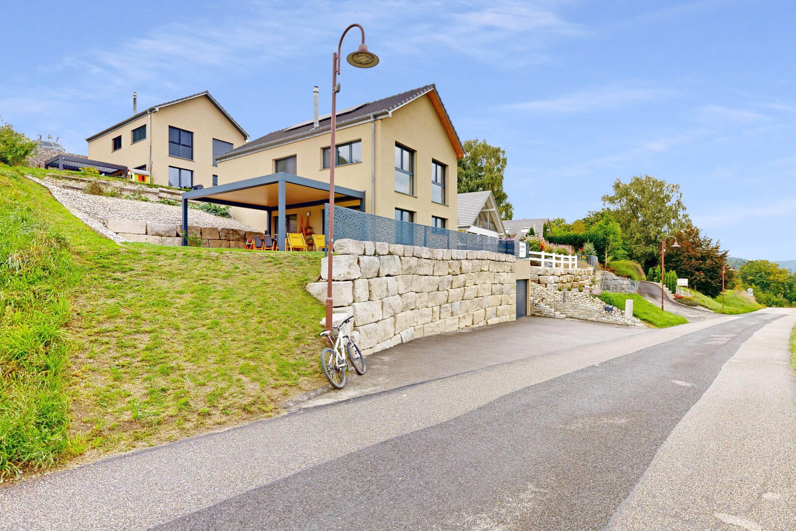 outdoor house with stucco siding