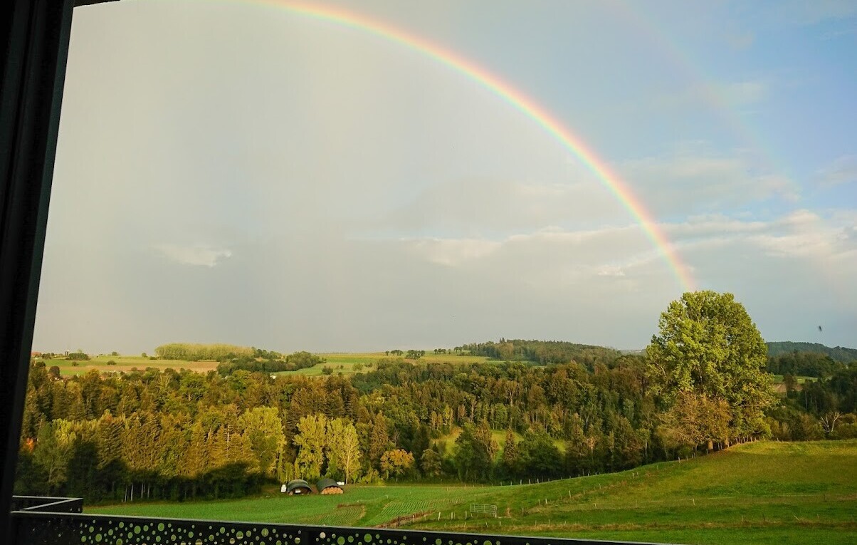 view of property featuring a forest view